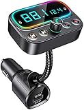 Bovon Bluetooth FM Transmitter mit Dual Mikrofon, Bluetooth Adapter Auto mit des Design [Eine Taste zum Ausschalten], PD 18W Schnelllade, 2.0’’ LCD Display, Unterstützt USB-Stick und Aux Ausgang