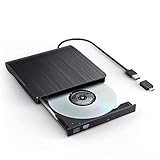Externes DVD CD Laufwerk USB 3.0 und USB C für Laptop, Externer CD/DVD Player Tragbare, Plug and Play, für MacBook, Mac OS, Windows 10/8/7/XP and Linux