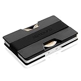 Premium Kreditkartenetui aus Aluminium mit Münzfach und Geldklammer Nano - RFID NFC Schutz - Slim Wallet Kartenetui - Filzschutz gegen Kartenabrieb - Geldbörse Portmonee für Minimalisten (Schwarz)