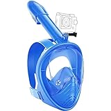 Lypumso Schnorchelmaske Vollmaske, Tauchmaske Vollgesichtsmaske mit 180° Sichtfeld und Kamerahaltung, Anti-Fog Anti-Leck Schnorcheln Sichere Gute Abdichtung für Kinder und Erwachsene (Blau)