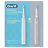 Oral-B Pulsonic Slim Clean 2900 Doppelpack, Elektrische Schallzahnbürsten für sanfte Reinigung und ein strahlendes Lächeln, 2 Putzprogramme, weiß/grau