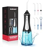 ELEGIANT Munddusche Elektrisch Wasser flosser für Zähne mit 350ML Wassertank Irrigator Zahnreiniger Wasserdicht 360 ° Drehung USB Wiederaufladbar 5 Modi Zahnspangen und Brückenpflege