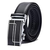 TANGCHAO Gürtel Herren Ledergürtel Ratsche Automatikschließe Business Anzug Gürtel 35mm Breit Schwarz Verbessertes Material 6-HEI-ZD 145CM