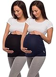 Be Mammy Damen Bauchband 04 2er Pack (Schwarz + Marineblau, L)