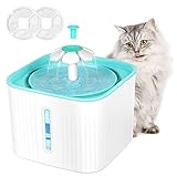 MGRETT Katzenbrunnen, Katzen Trinkbrunnen, Trinkbrunnen für Hunde, Ultra Leise Katzenbrunnen mit Wasserstandsfenster & LED-Licht, Automatisch Katzenbrunnen für Katzen mit 2 PCS Aktivkohlefilter