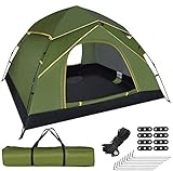 GEEDIAR Zelt Pop Up für 3-4 Personen, automatisches sofort tragbares Kuppelzelt Wasserdichtes und UV-geschütztes Sonnenschutz-Campingzelt mit Tragetasche