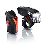 CSL - LED Akku Fahrradbeleuchtung Set StVZO - Fahrradlampen-Set - Vorderlicht und Rücklicht - zugelassen nach StVZO - Schnellbefestigung - Befestigungs-Clip - Fahrradlicht Fahrradlampe Fahrradleuchte