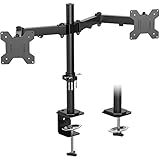 BONTEC Monitor Halterung 2 Monitore 15-27 Zoll Schwenkbar Neigbar Höhenverstellbar Monitor Schreibtisch Monitorhalterung Tisch Ständer Monitorständer Ergonomische – 8kg VESA 75/100 Schwarz