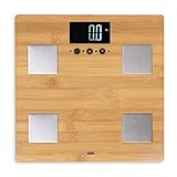 ADE Personenwaage digital Körperanalysewaage BA 914 Barbara. Digitale Körperwaage in Holz-Optik mit Körperfettanalyse. Wiegefläche aus echtem Bambus. Analyse von Körperwasser und Muskelmasse. Braun