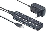 Xystec USB3 Hub: Aktiver USB-3.0-Hub mit 7 Ports, einzeln schaltbar, 2-A-Netzteil (USB 3 0 Verteiler)