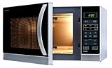 Sharp R742INW 2-in-1 Mikrowelle mit Grill / 25 L / 900 W / 1000 W Grill / LED-Display / 8 Automatikprogramme / Gewichtgesteuertes Auftauen / Kindersicherung / Energiesparmodus / hoher Rost / silber