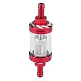 Metall Glas Inline Gas Öl Kraftstofffilter 8mm Gewinde Motorrad Ölfilter Ersatz Universal für Motorrad(rot)