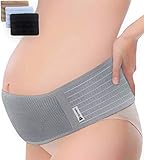 Luamex® Schwangerschaftsgürtel - Bauchband Schwangerschaft - Schwangerschaftsgurt verstellbar - Bauchstütze atmungsaktiv - Bauchgurt Schwangerschaft - Umstandsmode - mit BH Extender (Grau)