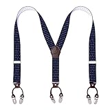 Herren Hosenträger KANGDAI 6 Clips Heavy Duty Men Braces Y Zurück 5 Farben Durable Elastic Verstellbare Hosenträger Starke Metall Clips (Dunkelblau)