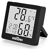IREGRO Thermometer Hygrometer Innen, Digital Thermo Hygrometer, Temperatur und Luftfeuchtigkeitsmesser, für Raumklimakontrolle Raumluftüerwachtung