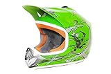 Nitro Motors MATT Helm Kinderhelm Motorradhelm Crosshelm Motocrosshelm Sport (Grün, XS)