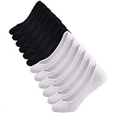 ECOMBOS Damen Unsichtbare Socken - 6 Paar Frauen Halbsocken Sportsocken Unsichtbare Sneaker Socken Füßlinge atmungsaktiv mit Rutschfest Silikon (schwarz+Weiß)