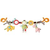 Fehn 074550 Kinderwagenkette Safari – Mobile-Kette mit niedlichen Figuren zum Aufhängen an Kinderwagen, Babyschale oder Kinderbett – Für Babys und Kleinkinder ab 0+ Monaten, Länge: 45cm