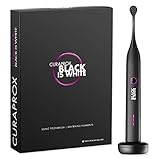 Curaprox Schallzahnbürste Black is white-Hydrosonic, 3 verschiedene Putzstufen, LED-Funktionsanzeige, Bürstenkopf mit Aktivkohle, mit Ladegerät und Travel-Case