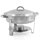 ZELSIUS Edelstahl Chafing Dish rund 4,5 Liter | Speisenwärmer Wärmebehälter Bain Marie Rechaud Warmhaltebehälter Chafing Dishes für Buffet Catering Gastro und Party