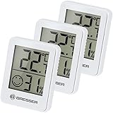 Bresser Thermometer Hygrometer Temeo Hygro Indicator 3er-Set zum Aufstellen oder zur Wandmontage mit Raumklima-Indikator, Weiss