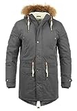 !Solid Dry Parka Herren Winter Jacke Parka Mantel Lange Winterjacke gefüttert mit Kunst-Fellkapuze, Größe:L, Farbe:Dark Grey (2890)