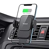 Yootech Wireless Charger Auto Handyhalterung, 15W QI Schnellladegerät, Automatisches Spannen, Lüftung KFZ Handyhalter Induktion mit 1m Kabel für iPhone 12/12 Pro Max/12 Mini/11,Galaxy S21/S20