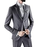 Suit Me Tailored Herren 3-Teilig Gentlemen Business Anzug Fuer Hochzeiten Party Anzug Sakko,Weste,Hose Grau 3XL
