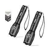 Linkax LED Taktische Taschenlampe 2 Stück Superhelle 800 Lumen Taschenlampen Tragbare Zoombar Taschenlampe Outdoor Camping Handlampe Mit einstellbarem Fokus inklusive 6 AAA Batterie