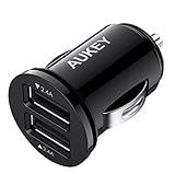 AUKEY USB Kfz Ladegerät, Mini 24W (5V/4,8A) ULTRA KOMPAKT Dual USB AutoLadegerät mit AiPower Technologie für iPhone X/8/8 Plus/7, iPad Air/Pro/mini, HTC, LG und andere Geräte (Schwarz)