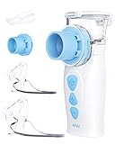 Inhalator Vernebler, AFAC Tragbar Inhalationsgerät Set für Kinder Baby Erwachsene und Asthma mit 3 Einstellbare Zerstäubungsgeschwindigkeit, 2 Abnehmbarer Zerstäubungsdüse, 2 Maske und Mundstück