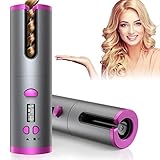 Automatischer Lockenstab Kabellos Lockenwickler Wiederaufladbarer USB Lockenstäbe Curling Machine mit LCD Display Keramikbeschichtung und 6 Temperatureinstellungen