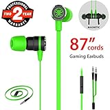 Gaming geräuschisolierenden Ohrhörer, Stereo Bass In-Ear Kopfhörer mit Mikrofon 86 Zoll langes Kabel Verlängerungskabel PC Adapter magnetischen Kopfhörer, Ohrhörer für iPhone Samsung Laptop PSP, Grün