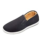 KINDOYO Herren Chinesische Traditionelle Peking Stil Schuhe - Kung Fu Slipper Tai Chi Wu SHU mit Gummisohle Baumwolle Schuhe, Schwarze Sohle, 38（240MM）
