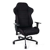 SONGMICS Gaming Stuhl Bürostuhl Schreibtischstuhl mit Armlehnen, Sportsitz Optik, Polyestergewebe, 70 x 75 x 111 - 119 cm, schwarz, RCG04B