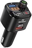 Nulaxy Bluetooth 5.0 FM Transmitter, QC3.0 und PD 18W Bluetooth Adapter Auto, Musik-Player/Auto-Kit mit Freisprechanrufen, Siri Google Assistant, Bass Booster - NX12