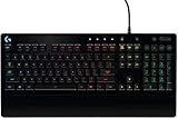 Logitech G213 Prodigy Gaming-Tastatur, RGB-Beleuchtung, Programmierbare G-Tasten, Multi-Media Bedienelemente, Integrierte Handballenauflage, Spritzwassergeschützt, Französisches AZERTY-Layout- Schwarz