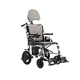 JIANCHI Transportrollstuhl, Kopfstütze Doppelter Steuerung,zusammenklappbare Aluminiumlegierung Reiserollstuhl Sitzbreite 45 cm Innen All Terrain Elektrorollstuhl