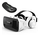 gaeruite VR Headset mit Fernbedienung, Stereo-Kopfhörer, Universal Virtual Reality Brille, HiFi Headset 3D VR Virtual Reality Brille mit Griffset