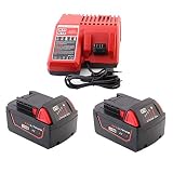 Ersatz SchnellLadegerät mit 2 Stück M18 5.0Ah akku Li-Ion für Milwaukee Werkzeug M18/18Volt C18B M18BX Li18 M18B4 M18 XCF 48-11-1850 48-11-1890 Batterie