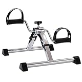 maxVitalis Faltbarer Pedaltrainer Heimtrainer Fitnessgerät Mini-Bike Bewegungstrainer Armtrainer Beintrainer Trainingsgerät Silber