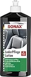 SONAX 291200 LederPflegeLotion ml) (500 ml) wasserabweisende Lederpflege mit Bienenwachs für eine sanfte Reinigung und Pflege