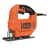 Black+Decker Elektro Kompakt Stichsäge 400W KS501 – Säge für Holz, Metall & Kunststoff mit 0/45° Gehrungsschnitt & verstellbarer Fußplatte