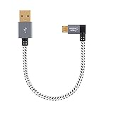 CableCreation Micro USB Kabel 15cm, kurzes Links Winkel Micro USB 2.0 Geflochten Kabel, 90 Grad vertikal Links USB A Stecker auf Micro USB Stecker mit Aluminiumgehäuse Ladekabel, Space Grau