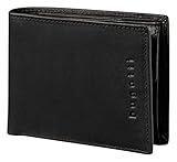 Bugatti Romano Geldbeutel Männer Leder mit RFID Schutz – Geldbörse Herren Querformat Schwarz - Portmonaise Portemonnaie Portmonee Brieftasche Wallet Ledergeldbeutel