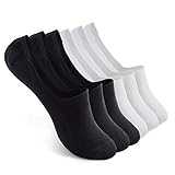 Vkele unsichtbare Sneaker socken Füßlinge Sommersocken Herren & Damen | Größe: 39 40 41 42 | mit Silikonpad | Schwarz Weiß | 6 Paar