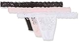 Sylvie Flirty Lingerie Damen String Abby 3er Pack, Schwarz/Weiß/Rosa, One Size