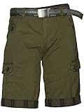Trisens Herren Shorts Kurze Hose Sommer Cotton Bermuda INKL. GÜRTEL Cargo Baumwolle, Größe:W36 /XL, Farbe:Army Grün