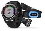 Garmin Fenix 5 Tragbarer Performer Bundle/Premium HRM-Run Brustgurt grau/schwarz 2017 Fahrradcomputer mit Herzfrequenzmesser