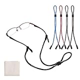 Hifot einstellbar Brillenbänder 4 Stück mit Brillenputztuch, Brillenband Sonnenbrillen Halterung, Brillenhalterung, Brillen Strap